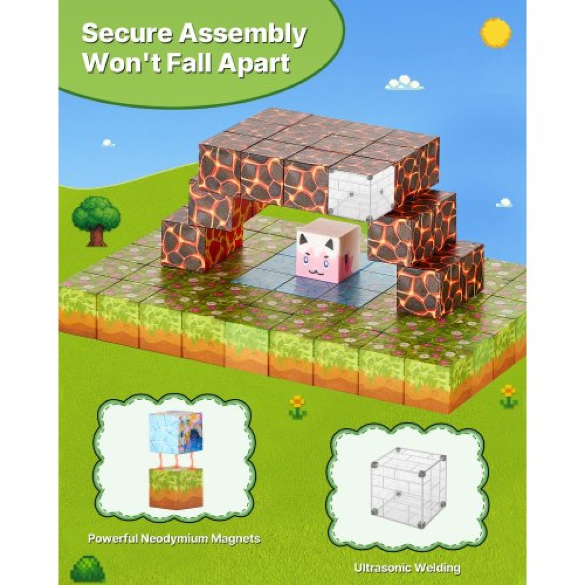 VEVOR Magnetic Blocks, Σετ Forest Castle 150 τμχ, Μαγνητικοι κύβοι κτιρίου για παιδιά, STEM Montessori Sensory Toys για Χριστουγεννιάτικο δώρο γενεθλίων, Κατασκευαστικό παιχνίδι στοίβαξης για αγόρια και κορίτσια 3+ ετών