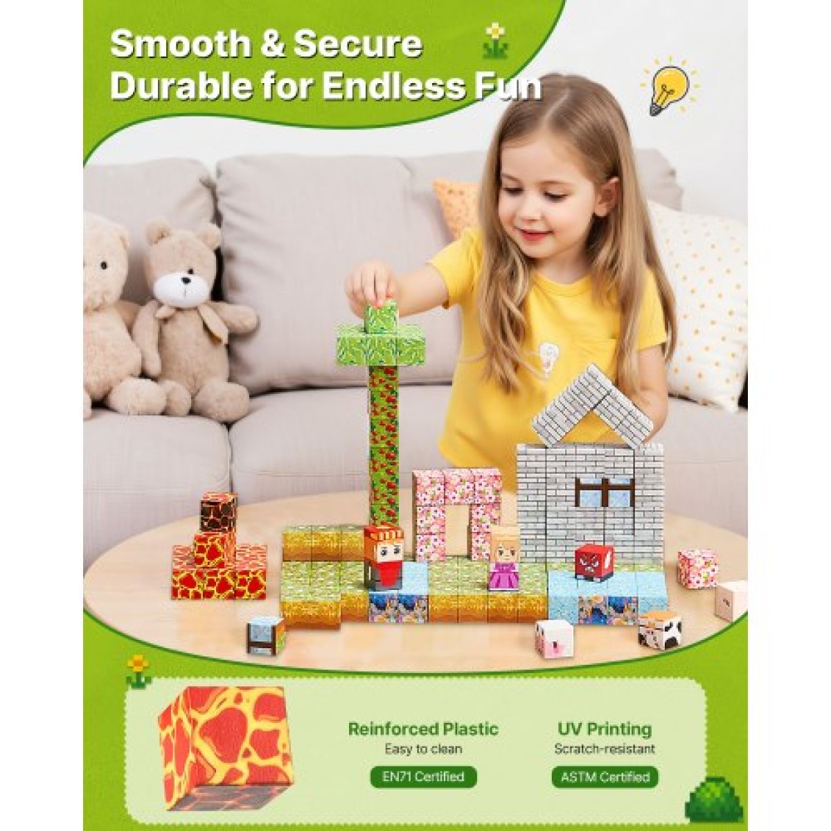 VEVOR Magnetic Blocks, Σετ Forest Castle 150 τμχ, Μαγνητικοι κύβοι κτιρίου για παιδιά, STEM Montessori Sensory Toys για Χριστουγεννιάτικο δώρο γενεθλίων, Κατασκευαστικό παιχνίδι στοίβαξης για αγόρια και κορίτσια 3+ ετών