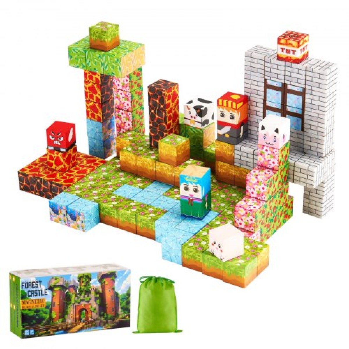 VEVOR Magnetic Blocks, Σετ Forest Castle 150 τμχ, Μαγνητικοι κύβοι κτιρίου για παιδιά, STEM Montessori Sensory Toys για Χριστουγεννιάτικο δώρο γενεθλίων, Κατασκευαστικό παιχνίδι στοίβαξης για αγόρια και κορίτσια 3+ ετών