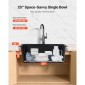 Σταθμός εργασίας νεροχύτη κουζίνας VEVOR 63 cm, νεροχύτες γρανίτη Top Mount, Λεκάνη αγροικίας με μονό μπολ με πολλά εξαρτήματα, νεροχύτες οικιακού πλυντηρίου πιάτων για RV, Prep Kitchen και Bar (Μαύρο)