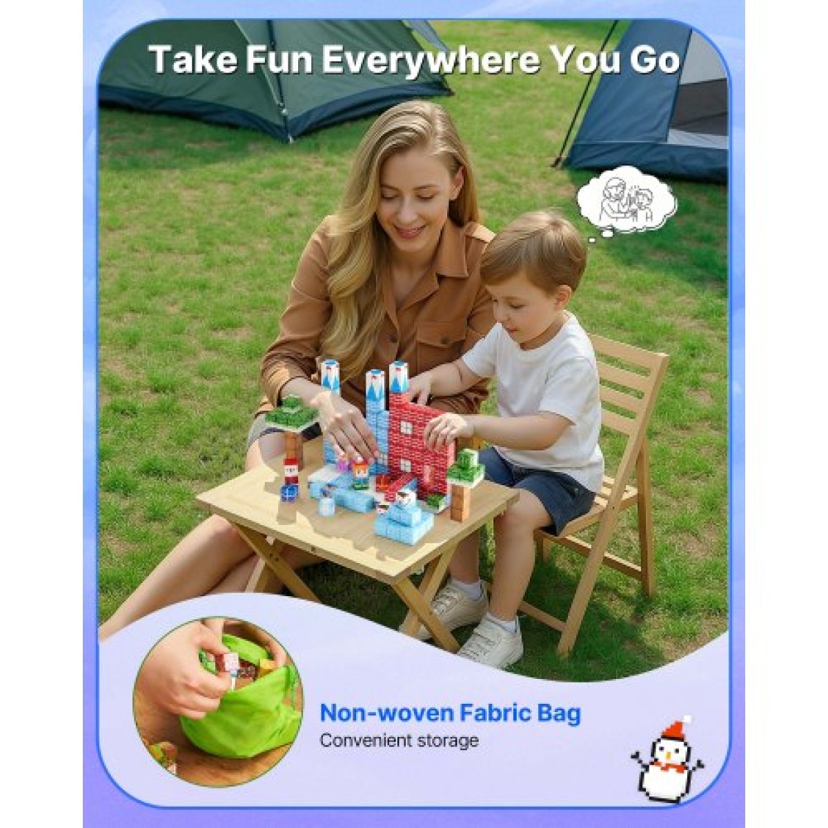 VEVOR Magnetic Blocks, 150 τμχ Glacier Castle Set, Magnetic Building Cubes for Children, STEM Montessori Sensory Toys για Χριστουγεννιάτικο δώρο γενεθλίων, Κατασκευαστικό παιχνίδι στοίβαξης για αγόρια και κορίτσια 3+ ετών