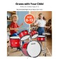 VEVOR Kids Drum Set, 5 τεμαχίων 16 ιντσών / 406,4 mm Junior Drum sets, σετ ντραμς για αρχάριους με ρυθμιζόμενο θρόνο και δύο ζευγάρια τύμπανα, κιτ οργάνων για τύμπανα μουσικής εκμάθησης, για παιδιά 6-13 ετών (Κόκκινο)