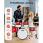 VEVOR Kids Drum Set, 5 τεμαχίων 16 ιντσών / 406,4 mm Junior Drum sets, σετ ντραμς για αρχάριους με ρυθμιζόμενο θρόνο και δύο ζευγάρια τύμπανα, κιτ οργάνων για τύμπανα μουσικής εκμάθησης, για παιδιά 6-13 ετών (Κόκκινο)