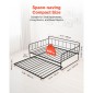 VEVOR Πλαίσιο Daybed πλήρους μεγέθους, Κρεβάτι ημέρας με τρούλο, Πλαίσιο κρεβατιού με μεταλλική πλατφόρμα βαρέως τύπου, Πλήρες ανάκλιντρο με μεταλλικές ράγες Στήριξη για σαλόνι, κρεβατοκάμαρα, ξενώνας, εύκολη συναρμολόγηση, μαύρο