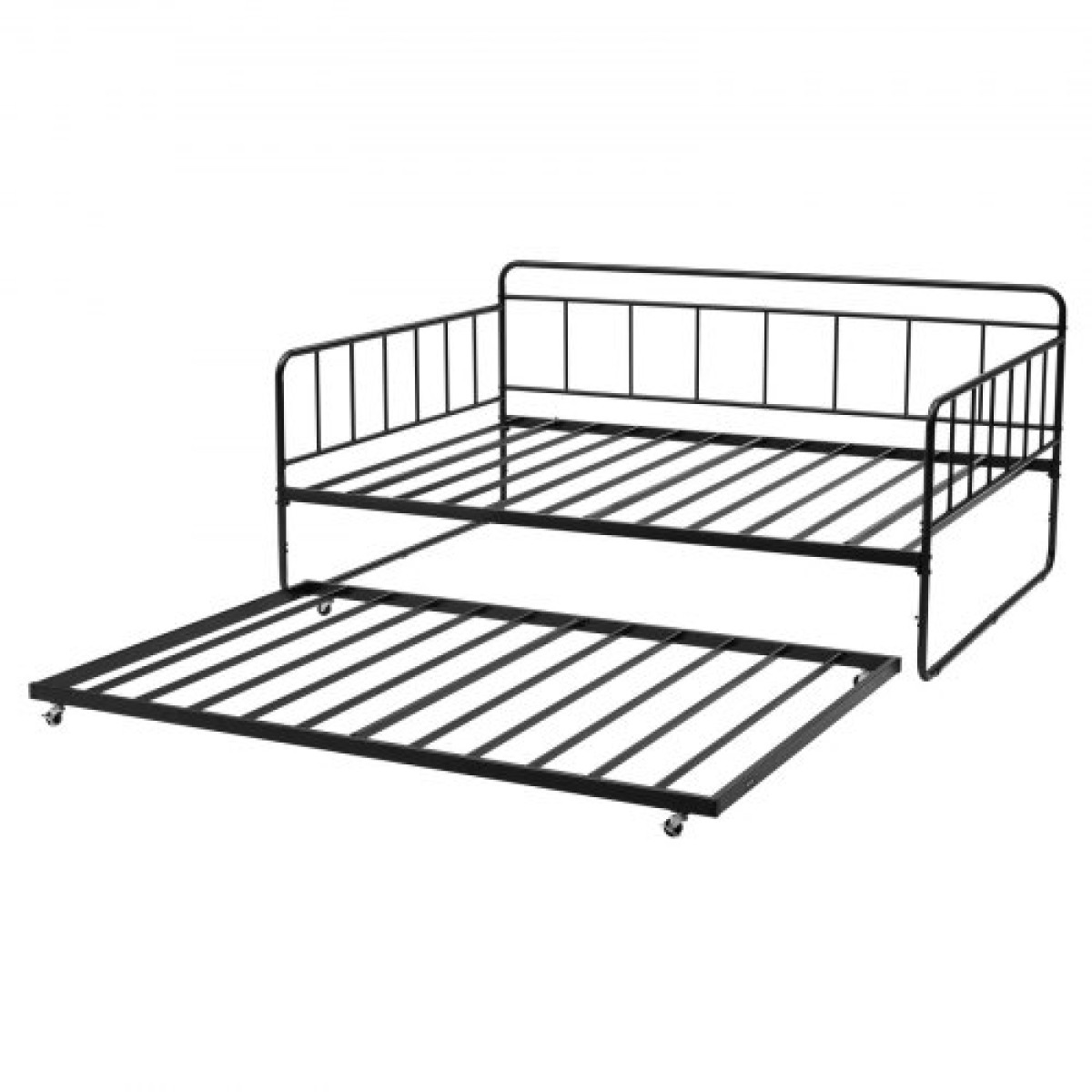VEVOR Πλαίσιο Daybed πλήρους μεγέθους, Κρεβάτι ημέρας με τρούλο, Πλαίσιο κρεβατιού με μεταλλική πλατφόρμα βαρέως τύπου, Πλήρες ανάκλιντρο με μεταλλικές ράγες Στήριξη για σαλόνι, κρεβατοκάμαρα, ξενώνας, εύκολη συναρμολόγηση, μαύρο