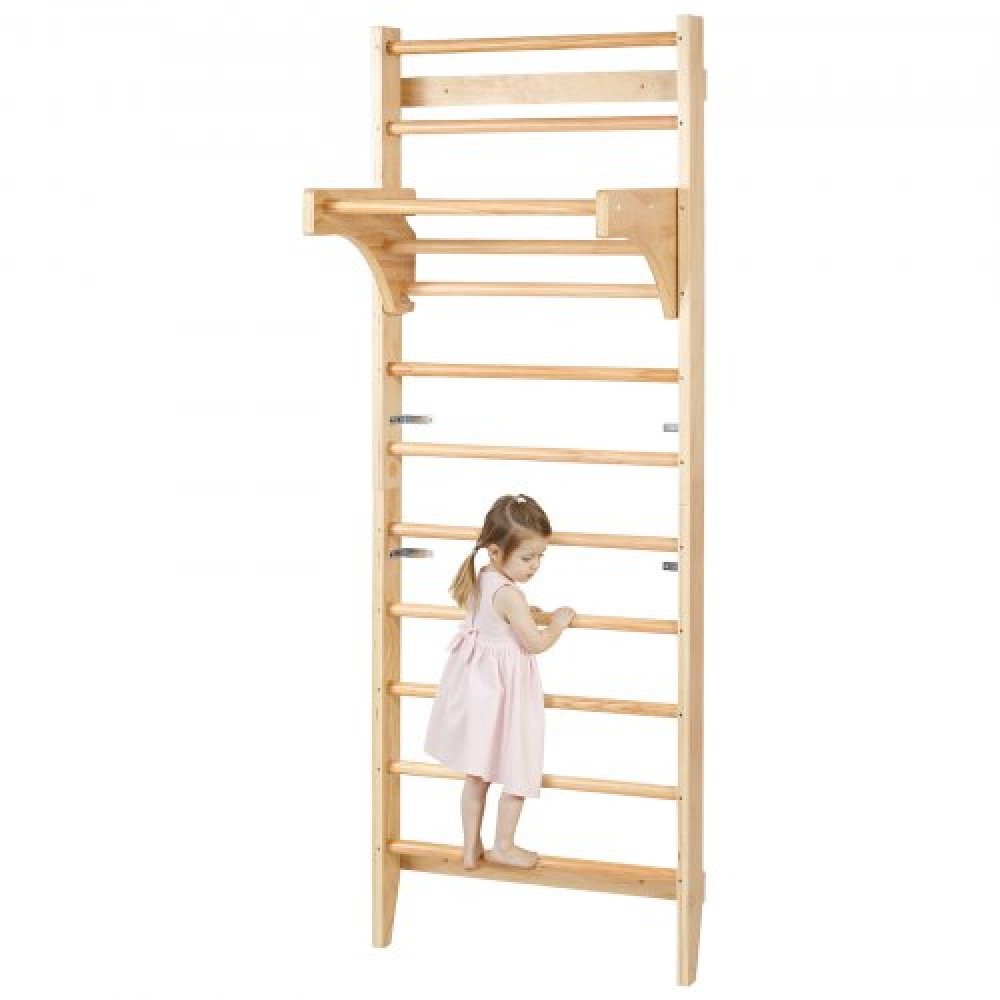 VEVOR Swedish Ladder Wall Gym, 10-Level Solid Wood Indoor Jungle Gym, 220lbs Loading Indoor Playground Climbing Ladder for Kid Adults, Gymnastic Stall Bars with Pull-Up Bar - Ιδανικό δώρο για αγόρια κορίτσια