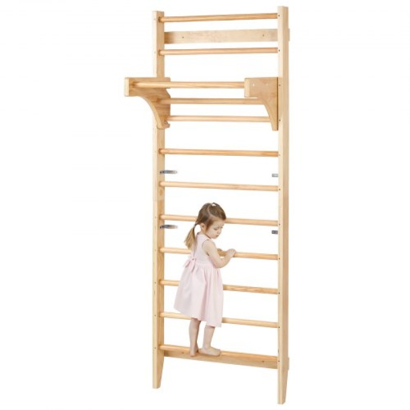 VEVOR Swedish Ladder Wall Gym, 10-Level Solid Wood Indoor Jungle Gym, 220lbs Loading Indoor Playground Climbing Ladder for Kid Adults, Gymnastic Stall Bars with Pull-Up Bar - Ιδανικό δώρο για αγόρια κορίτσια