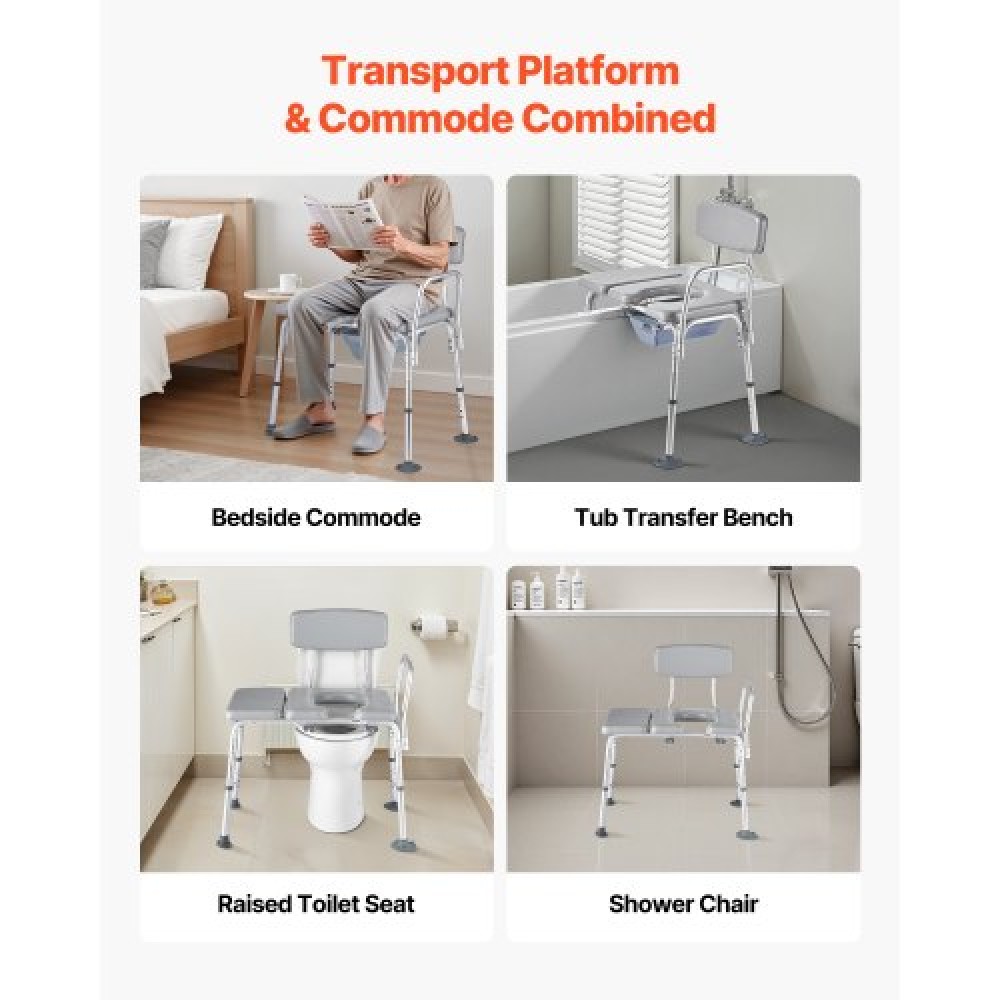 VEVOR 4-in-1 Bedside Commode Chair Raised Toilet Seat 500 lbs Adjustable Height