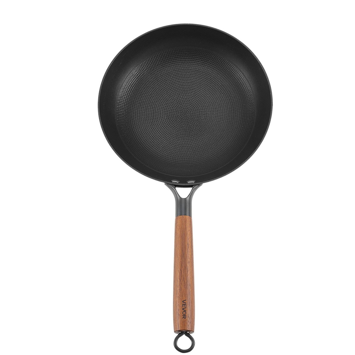 Μαντεμένιο τηγάνι VEVOR, Σετ τηγάνι 3 τεμαχίων (205, 265, 310 χλστ.), Αντικολλητικά τηγάνι με αποσπώμενη ξύλινη λαβή, προκατασκευασμένο τηγάνι σεφ, σκεύη κουζίνας για υγραέριο, ηλεκτρικό και επαγωγικό, μαύρο