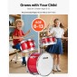 VEVOR Kids Drum Set, 3 τεμαχίων 14 ιντσών / 355,6 mm Junior Drum Set, Σετ τύμπανων για αρχάριους με ρυθμιζόμενο θρόνο και δύο ζευγάρια τύμπανα, κιτ οργάνων για τύμπανα μουσικής εκμάθησης, για παιδιά 6-13 ετών (Κόκκινο)