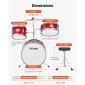 VEVOR Kids Drum Set, 3 τεμαχίων 14 ιντσών / 355,6 mm Junior Drum Set, Σετ τύμπανων για αρχάριους με ρυθμιζόμενο θρόνο και δύο ζευγάρια τύμπανα, κιτ οργάνων για τύμπανα μουσικής εκμάθησης, για παιδιά 6-13 ετών (Κόκκινο)