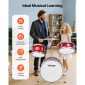 VEVOR Kids Drum Set, 3 τεμαχίων 14 ιντσών / 355,6 mm Junior Drum Set, Σετ τύμπανων για αρχάριους με ρυθμιζόμενο θρόνο και δύο ζευγάρια τύμπανα, κιτ οργάνων για τύμπανα μουσικής εκμάθησης, για παιδιά 6-13 ετών (Κόκκινο)