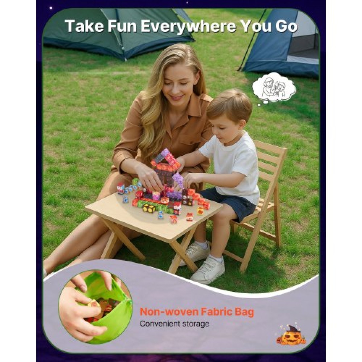 VEVOR Magnetic Blocks, 150 PCS Dark Castle Set, Magnetic Building Cubes for Children, STEM Montessori Sensory Toys για Χριστουγεννιάτικο δώρο γενεθλίων, Κατασκευαστικό παιχνίδι στοίβαξης για αγόρια και κορίτσια 3+ ετών