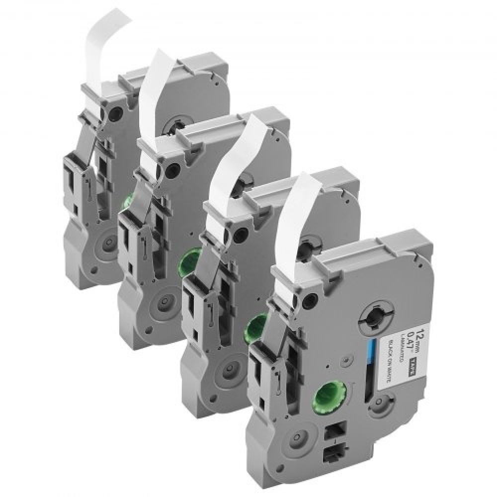 VEVOR Label Maker Tape 4 Pack 12 mm Black on White Label Maker Refills TZe-231