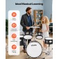 VEVOR Kids Drum Set, 5 τεμαχίων 14 ιντσών / 355,6 mm Junior Drum set, σετ ντραμς για αρχάριους με ρυθμιζόμενο θρόνο και δύο ζευγάρια τύμπανα, κιτ οργάνων για τύμπανα μουσικής εκμάθησης, για παιδιά ηλικίας 6-13 (Μαύρο)