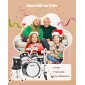 VEVOR Kids Drum Set, 5 τεμαχίων 14 ιντσών / 355,6 mm Junior Drum set, σετ ντραμς για αρχάριους με ρυθμιζόμενο θρόνο και δύο ζευγάρια τύμπανα, κιτ οργάνων για τύμπανα μουσικής εκμάθησης, για παιδιά ηλικίας 6-13 (Μαύρο)