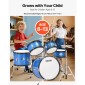 VEVOR Kids Drum Set, 5 τεμαχίων 16 ιντσών / 406,4 mm Junior Drum Set, σετ τύμπανων για αρχάριους με ρυθμιζόμενο θρόνο και δύο ζευγάρια τύμπανα, κιτ οργάνων για τύμπανα μουσικής εκμάθησης, για παιδιά 6-13 ετών (Μπλε)