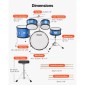 VEVOR Kids Drum Set, 5 τεμαχίων 16 ιντσών / 406,4 mm Junior Drum Set, σετ τύμπανων για αρχάριους με ρυθμιζόμενο θρόνο και δύο ζευγάρια τύμπανα, κιτ οργάνων για τύμπανα μουσικής εκμάθησης, για παιδιά 6-13 ετών (Μπλε)