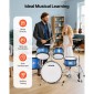 VEVOR Kids Drum Set, 5 τεμαχίων 16 ιντσών / 406,4 mm Junior Drum Set, σετ τύμπανων για αρχάριους με ρυθμιζόμενο θρόνο και δύο ζευγάρια τύμπανα, κιτ οργάνων για τύμπανα μουσικής εκμάθησης, για παιδιά 6-13 ετών (Μπλε)