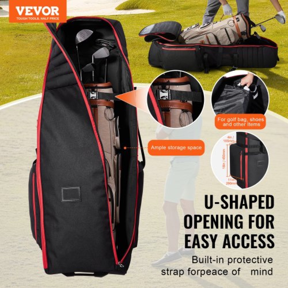 Τσάντα ταξιδιού VEVOR Golf, κάλυμμα ταξιδιού γκολφ με μαλακή όψη εξωτερικού χώρου, βαρέως τύπου 1800D πολυεστέρας Oxford ανθεκτικό στη φθορά, αδιάβροχη θήκη αποσκευών με επένδυση με ρόδες, πτυσσόμενη τσάντα αποθήκευσης Golf Club για αεροπορική εταιρεία