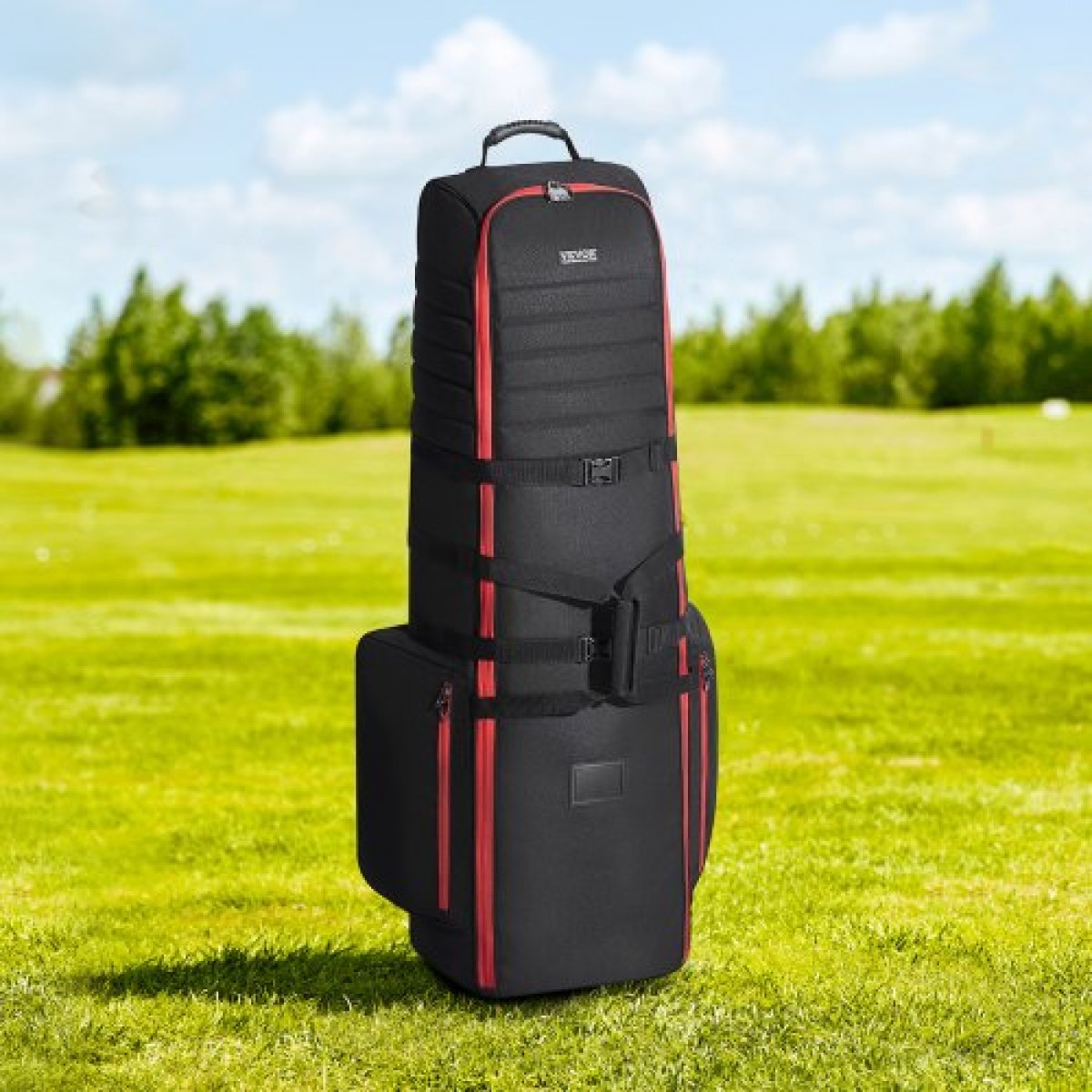 Τσάντα ταξιδιού VEVOR Golf, κάλυμμα ταξιδιού γκολφ με μαλακή όψη εξωτερικού χώρου, βαρέως τύπου 1800D πολυεστέρας Oxford ανθεκτικό στη φθορά, αδιάβροχη θήκη αποσκευών με επένδυση με ρόδες, πτυσσόμενη τσάντα αποθήκευσης Golf Club για αεροπορική εταιρεία