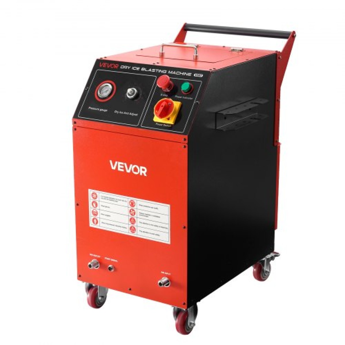VEVOR Dry Ice Blasting Machine, 16,5LBS (7,5KG) Μηχάνημα καθαρισμού ξηρού πάγου χωρητικότητας με 4 ακροφύσια, ρυθμιζόμενη πίεση & ποσότητα ξηρού πάγου, Movable Blaster Cleaner for Automotive Ship Aviation Chemical