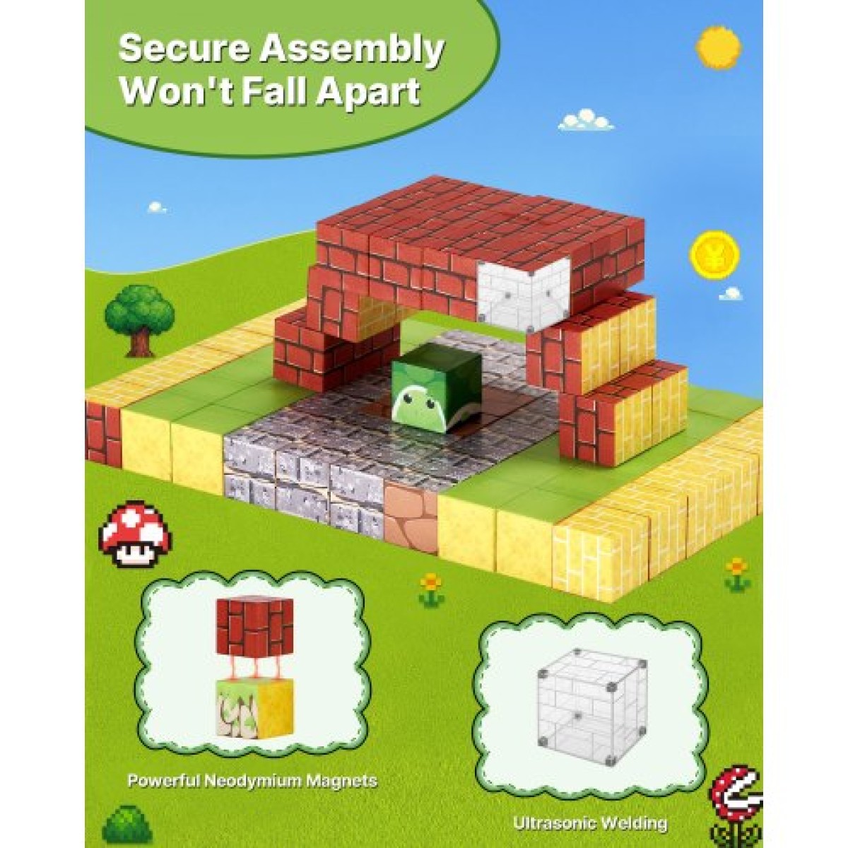 VEVOR Magnetic Blocks, 100 PCS Magnet Blocks Set, Magnetic Building Cubes for Children, STEM Montessori Sensory Toys για Χριστουγεννιάτικο δώρο γενεθλίων, Κατασκευαστικό παιχνίδι στοίβαξης για αγόρια και κορίτσια 3+ ετών