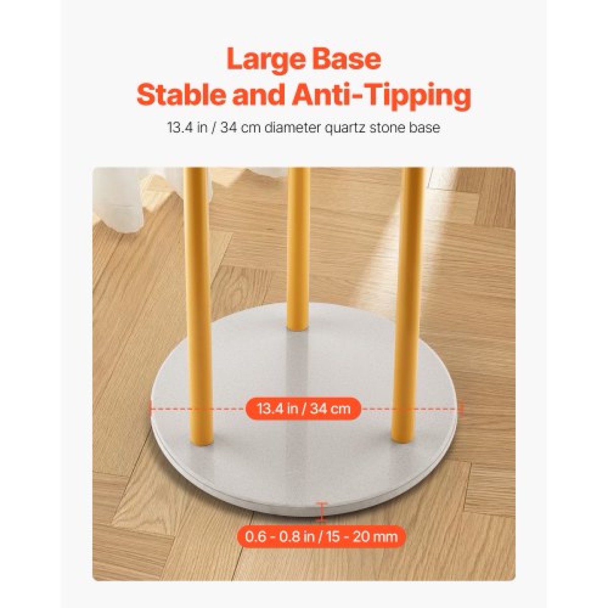 VEVOR Coat Rack Freestanding Coat Rack Stand with Quartz Stone Base & 9 Hooks