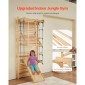 VEVOR Swedish Ladder Wall Gym, 8-in-1 15 Levels Solid Wood Indoor Jungle Gym, 220LBS Wall Stall Bars Αναρρίχηση σετ αναρρίχησης με επιτοίχια σκάλα, σανίδα ολίσθησης, μπάρα έλξης, δαχτυλίδια γυμναστικής, κάθισμα κούνιας, σκάλα με σχοινί