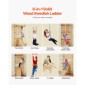 VEVOR Swedish Ladder Wall Gym, 8-in-1 15 Levels Solid Wood Indoor Jungle Gym, 220LBS Wall Stall Bars Αναρρίχηση σετ αναρρίχησης με επιτοίχια σκάλα, σανίδα ολίσθησης, μπάρα έλξης, δαχτυλίδια γυμναστικής, κάθισμα κούνιας, σκάλα με σχοινί