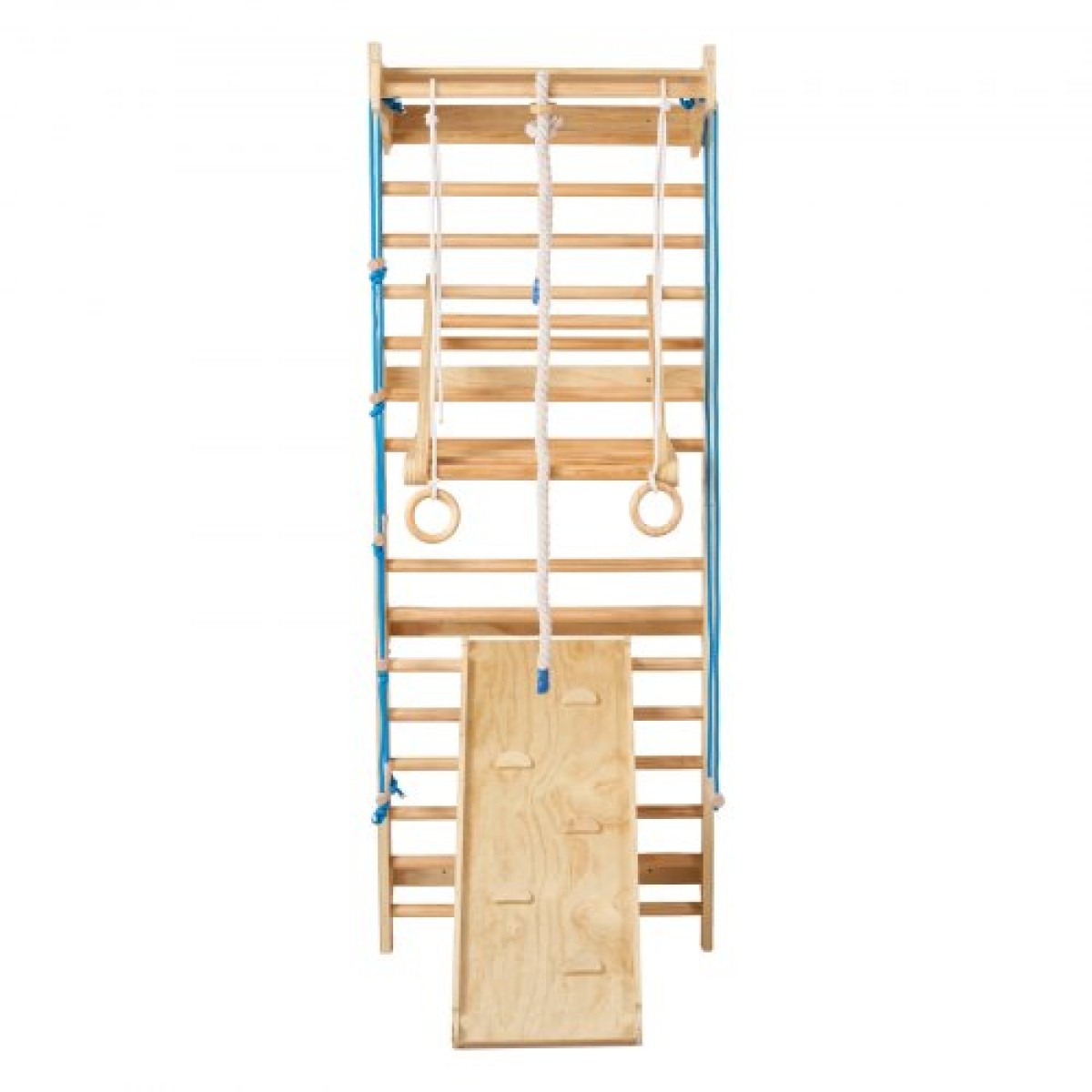 VEVOR Swedish Ladder Wall Gym, 8-in-1 15 Levels Solid Wood Indoor Jungle Gym, 220LBS Wall Stall Bars Αναρρίχηση σετ αναρρίχησης με επιτοίχια σκάλα, σανίδα ολίσθησης, μπάρα έλξης, δαχτυλίδια γυμναστικής, κάθισμα κούνιας, σκάλα με σχοινί