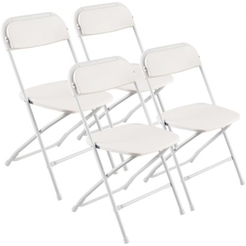 VEVOR 4 Pack Folding Chairs Portable Plastic Chairs with Heavy Duty Metal Frame