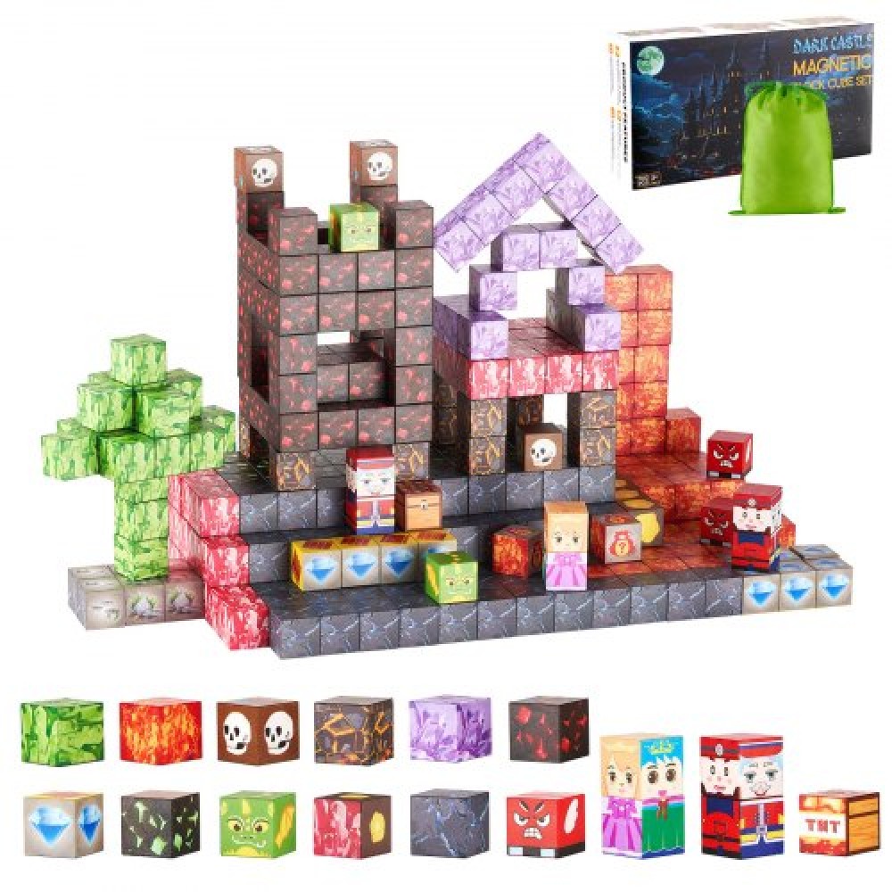 VEVOR Magnetic Blocks, 100 PCS Dark Castle Set, Magnetic Building Cubes for Children, STEM Montessori Sensory Toys για Χριστουγεννιάτικο δώρο γενεθλίων, Κατασκευαστικό παιχνίδι στοίβαξης για αγόρια και κορίτσια 3+ ετών