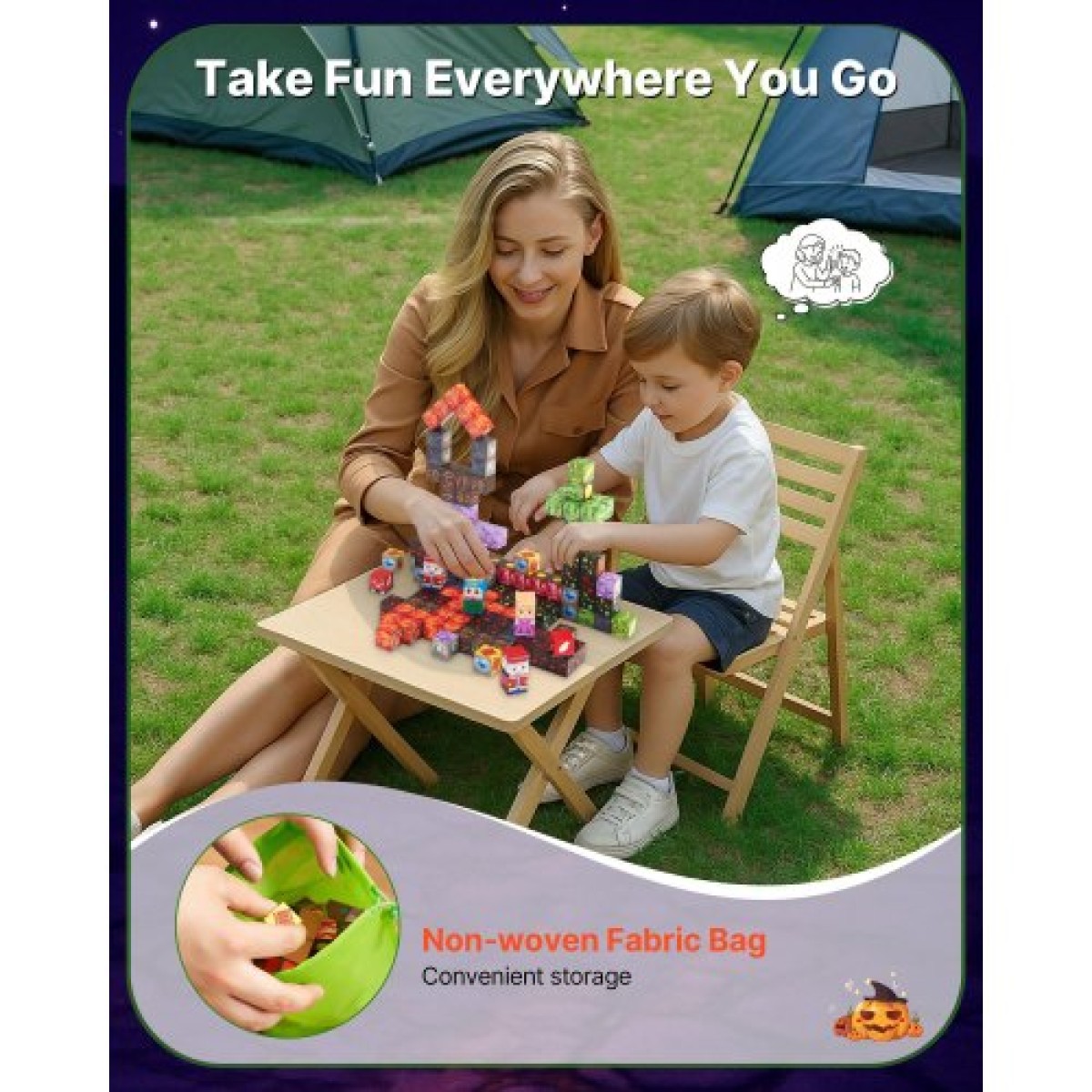VEVOR Magnetic Blocks, 100 PCS Dark Castle Set, Magnetic Building Cubes for Children, STEM Montessori Sensory Toys για Χριστουγεννιάτικο δώρο γενεθλίων, Κατασκευαστικό παιχνίδι στοίβαξης για αγόρια και κορίτσια 3+ ετών