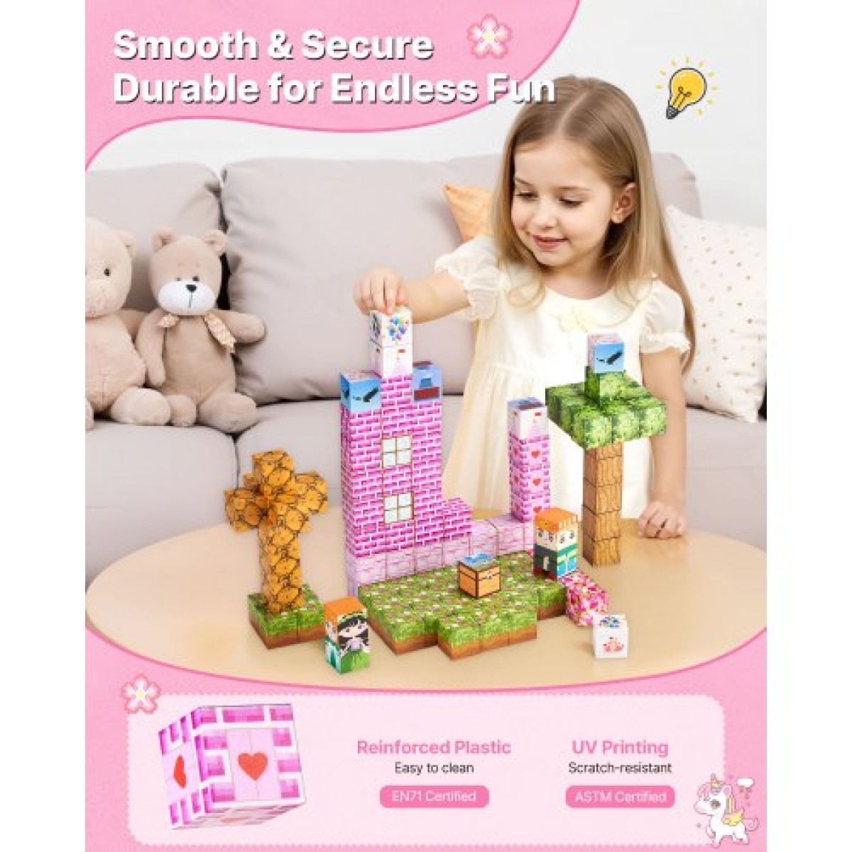 VEVOR Magnetic Blocks, 100 PCS Princess Castle Set, Magnetic Building Cubes for Children, STEM Montessori Sensory Toys για χριστουγεννιάτικο δώρο γενεθλίων, κατασκευαστικό παιχνίδι στοίβαξης για αγόρια και κορίτσια 3+ ετών