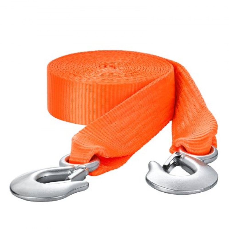 Ιμάντας ρυμούλκησης VEVOR ATV με γάντζους, 50,8 mm x 6,1 m, χωρητικότητα 7711 kg, ανθεκτικό σχοινί ανάκτησης με γάντζους ασφαλείας για φορτηγά και οχήματα, βασικό αξεσουάρ ρυμούλκησης για οδική βοήθεια