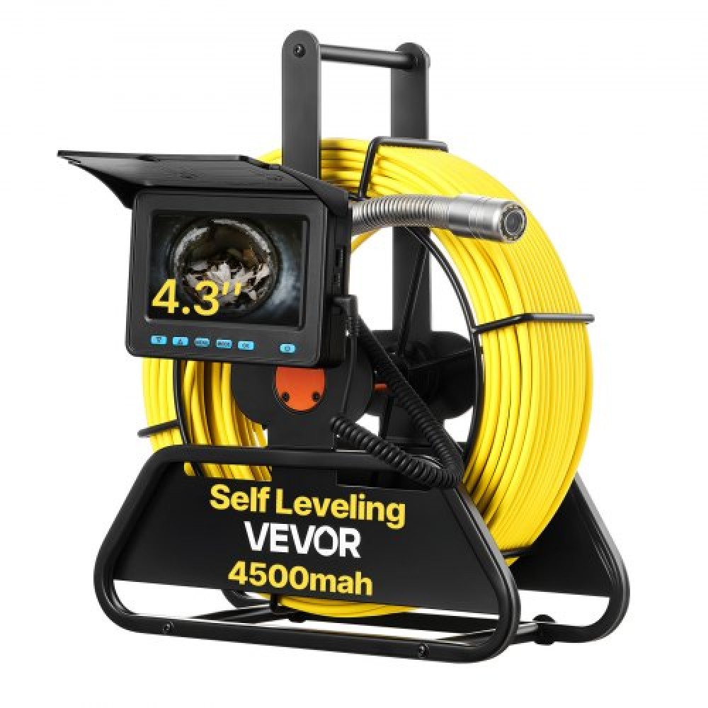 VEVOR Sewer Camera, 50m, Αυτοεπιπεδούμενη Κάμερα Επιθεώρησης Αποχέτευσης με οθόνη 1080P HD, IP68 Αδιάβροχες Φίδι Υδραυλικές Κάμερες με Φώτα - 12 LED & Κάρτα 16GB για Σωλήνα Αγωγού Αποχέτευσης