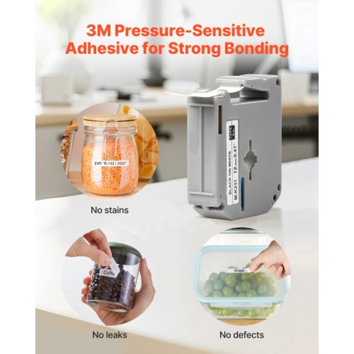 Ταινία VEVOR Label Maker, 4 Pack, 0,47 in / 12 mm Μαύρο σε λευκό Cartridge ετικετών Συμβατό για διάφορους τύπους ετικετών Brother, ανθεκτικό και μακράς διαρκείας, αδιάβροχο, αντικατάσταση για Letra Tag M-K231