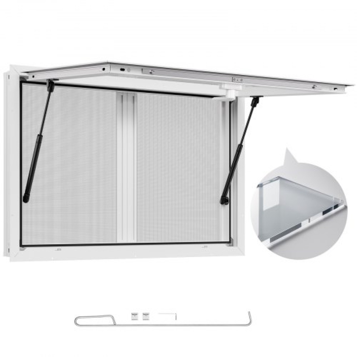 Παράθυρο παραχώρησης VEVOR 92x61 cm, Παράθυρο σέρβις από κράμα αλουμινίου για φορτηγό τροφίμων, παράθυρο σερβιρίσματος με βάση μέχρι 85 μοίρες με 2 συρόμενα παράθυρα, τέντα πόρτα και γάντζο, για ρυμουλκούμενα παραχώρησης