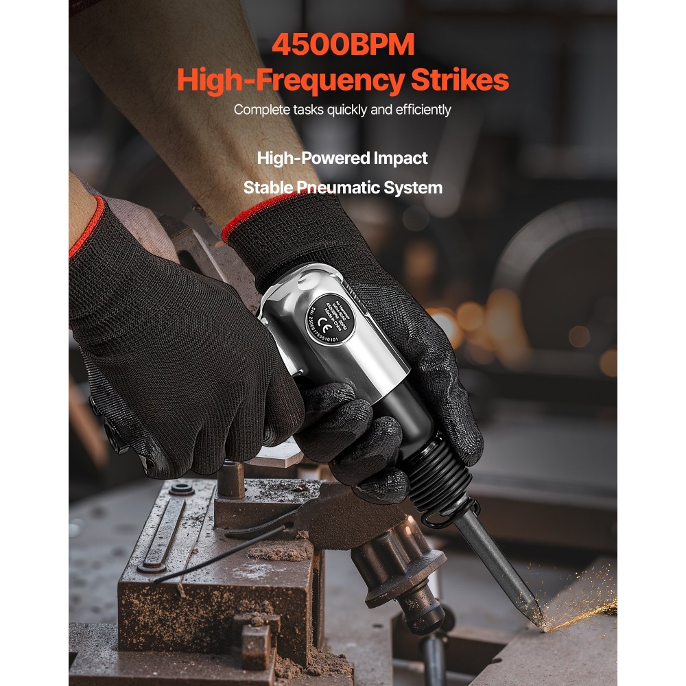 VEVOR Air Hammer, 4500BPM πνευματικό σφυρί με διαδρομή 40mm & 4PCS σμίλη στρογγυλό στέλεχος, ελαφρύ και συμπαγές πεπιεσμένο πεπιεσμένο πεπιεσμένο αεροπλάνο για κοπή διάτρησης απόξεσης