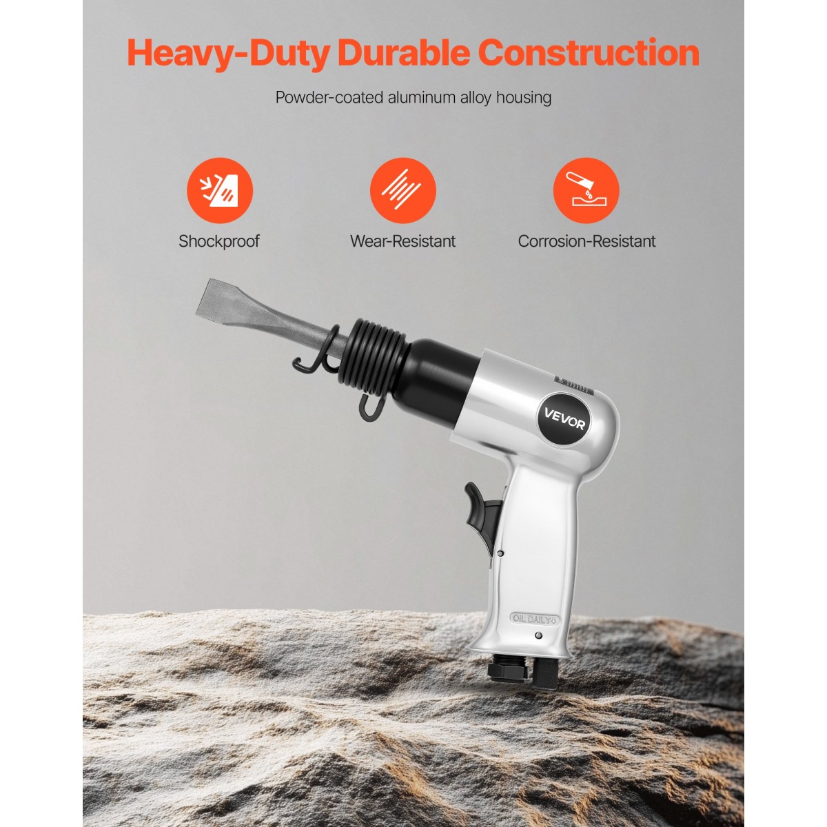 VEVOR Air Hammer, 4500BPM πνευματικό σφυρί με διαδρομή 40mm & 4PCS σμίλη στρογγυλό στέλεχος, ελαφρύ και συμπαγές πεπιεσμένο πεπιεσμένο πεπιεσμένο αεροπλάνο για κοπή διάτρησης απόξεσης
