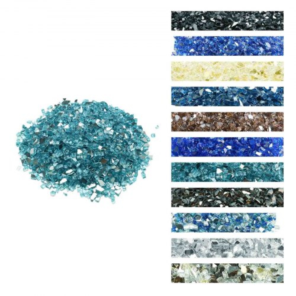 VEVOR Fire Glass, 10 LBS / 4,5 KG Βράχοι τζακιού ανθεκτικοί σε υψηλές θερμοκρασίες, 1/2 ίντσας / 12,7 mm Ανακλαστικός και χωρίς καπνό Firepit Glass Rock, High Luster Stone Landscaping for Fire Pit Table, Aqua Blue