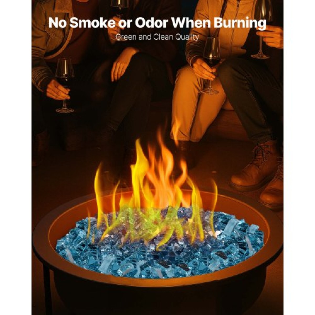VEVOR Fire Glass, 10 LBS / 4,5 KG Βράχοι τζακιού ανθεκτικοί σε υψηλές θερμοκρασίες, 1/2 ίντσας / 12,7 mm Ανακλαστικός και χωρίς καπνό Firepit Glass Rock, High Luster Stone Landscaping for Fire Pit Table, Aqua Blue