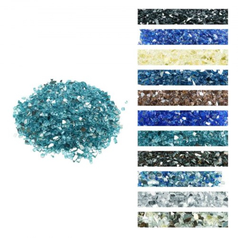 VEVOR 10 LBS Fire Glass 1/2-Inch Fireplace Glass Rocks for Firepit Aqua Blue