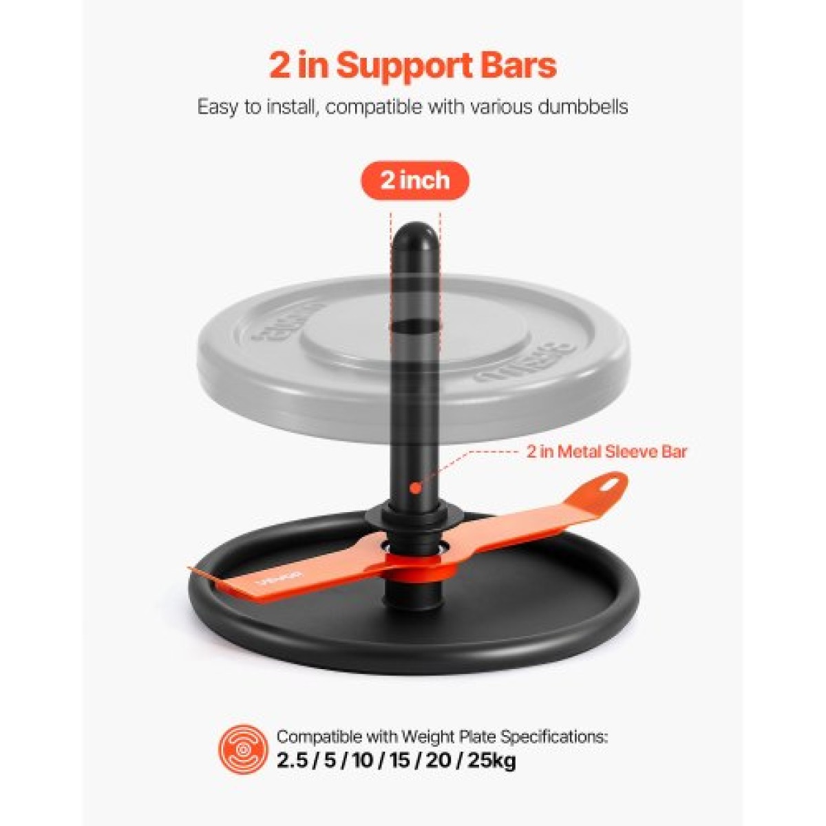 VEVOR Weight Sled, Steel Power Sled, Fitness Strength Training Sleds for Athletic Exercise Improvement Speed, Workout Fitness Equipment with Harness, Συμβατό με πλάκα βάρους 51 mm, πορτοκαλί & μαύρο