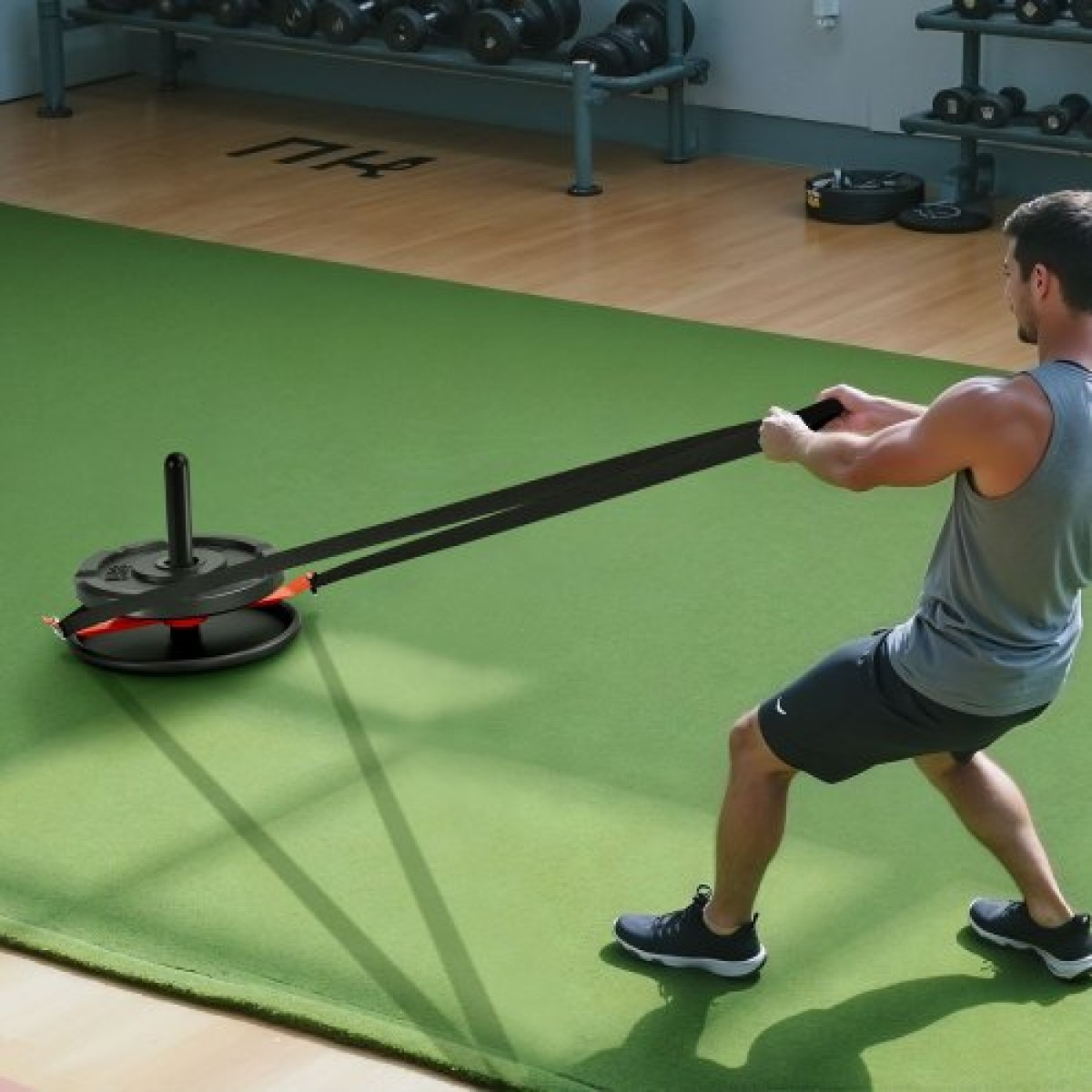 VEVOR Weight Sled, Steel Power Sled, Fitness Strength Training Sleds for Athletic Exercise Improvement Speed, Workout Fitness Equipment with Harness, Συμβατό με πλάκα βάρους 51 mm, πορτοκαλί & μαύρο