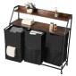 VEVOR 2 Tiers Laundry Sorter, Tall Laundry Hammper με μεταλλικό σκελετό και ξύλινο επιτραπέζιο, 3 Section Rolling Basket Organizer Storage με Ladder ράφια και 600D Oxford υφασμάτινες τσάντες για βρώμικα ρούχα