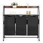 VEVOR 2 Tiers Laundry Sorter, Tall Laundry Hammper με μεταλλικό σκελετό και ξύλινο επιτραπέζιο, 3 Section Rolling Basket Organizer Storage με Ladder ράφια και 600D Oxford υφασμάτινες τσάντες για βρώμικα ρούχα