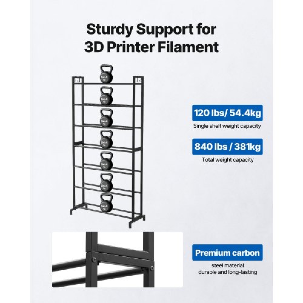 Ράφια αποθήκευσης νήματος VEVOR 3D Printer, Ράφια αποθήκευσης βαρέως τύπου 7 επιπέδων για νήματα εκτύπωσης 3D, Ράφια θήκης τυλίγματος νήματος για στούντιο εκτύπωσης 3D, στούντιο στο σπίτι, γραφείο, εργαστήριο (μόνο σε ράφι)