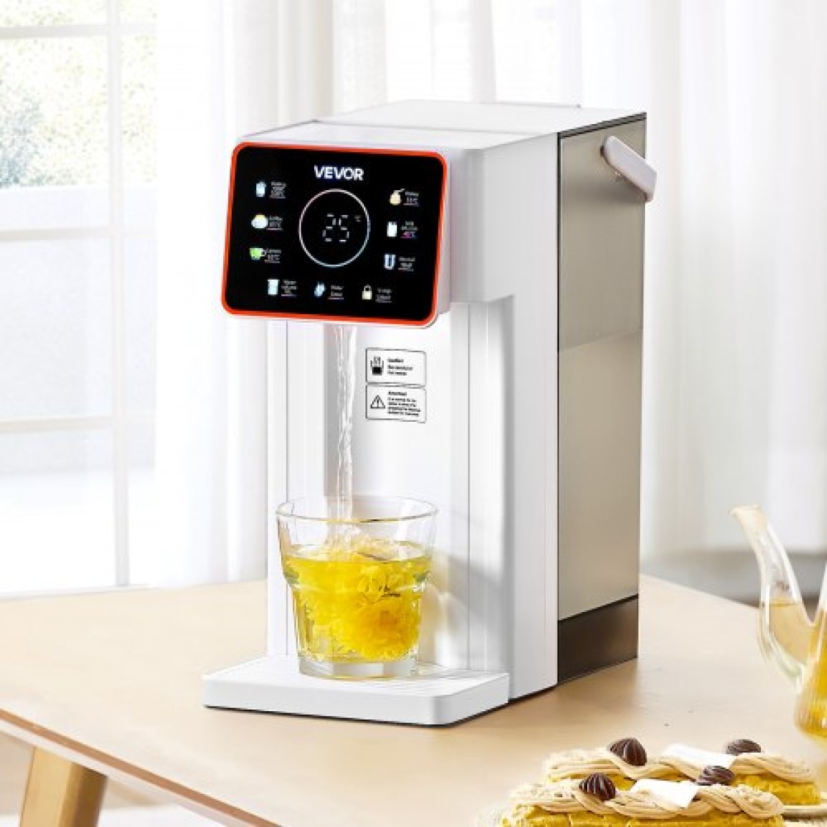 VEVOR Instant Hot Water Dispenser, Countertop Boiling Water Dispenser με ρυθμιζόμενες 6 θερμοκρασίες & 8 όγκους νερού, αφαιρούμενο δοχείο νερού 101oz(3L), Γρήγορη θέρμανση με οθόνη αφής & Παιδική κλειδαριά για το σπίτι